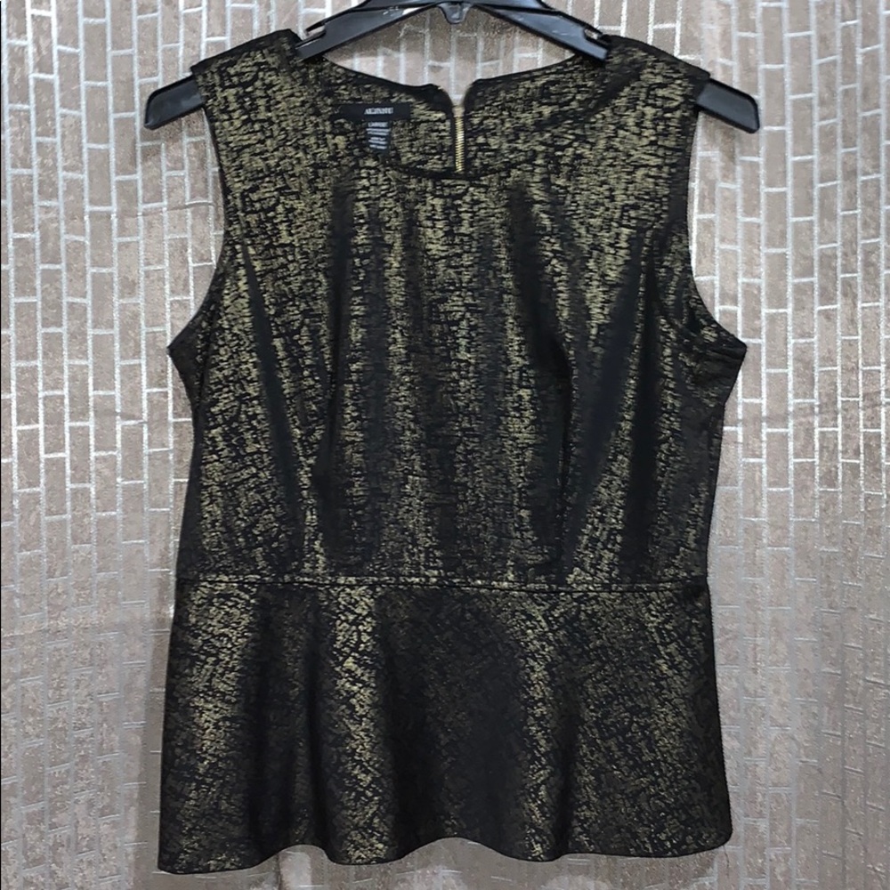 Alfani Gold/black Peplum Top